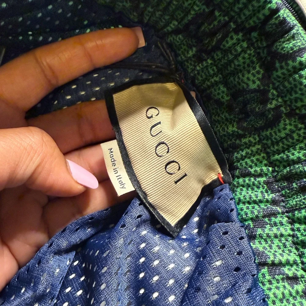 GUCCI - Webbing-Trimmed Monogrammed Tech-Jersey Track Pants - Green 2X - Picture 5 of 13